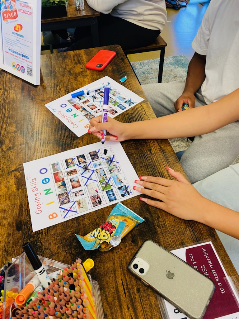 WellnessPVHS's tweet photo. Great turnout for our Coping Skills Bingo Workshop! 40 attendees total between both lunches! Loved learning about students' favorite coping skills💕 @PalomaValley @puhsd https://t.co/Apj3qwOMvr