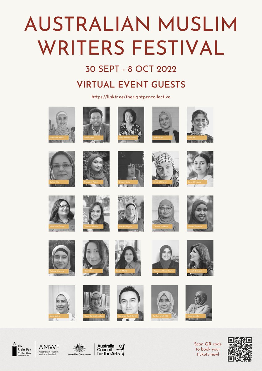 therightpenco's tweet photo. Our line up for Australian Muslim Writers Festival is so big, we had to divide the poster in to two! Did you book a seat at #OurTable? #AMWF2022 
https://t.co/w1aZsBbNop https://t.co/yNMXX3oOlg