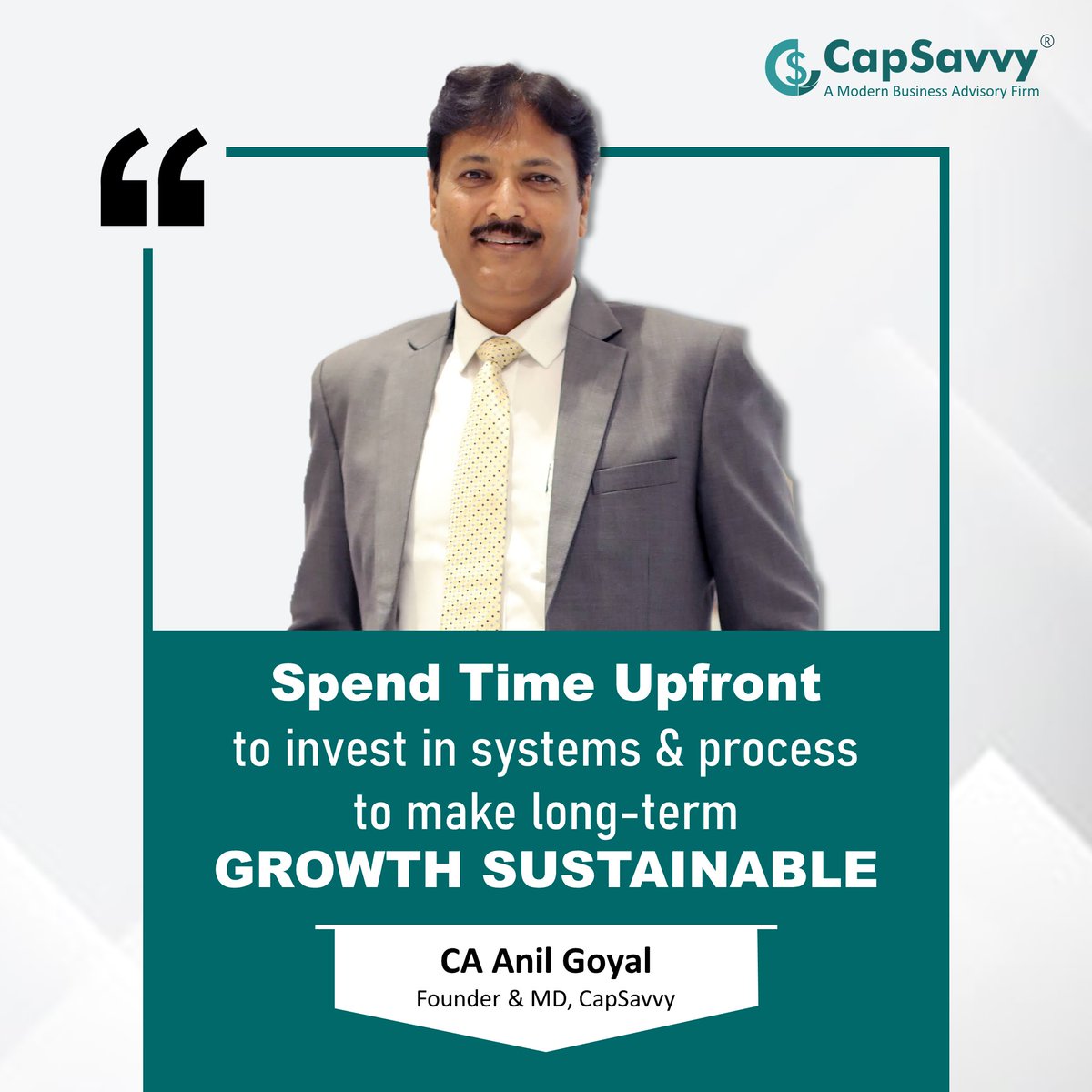 anilbgoyal's tweet photo. Business Quotes to Grow

"SPEND TIME UPFRONT TO INVEST IN SYSTEMS &amp; PROCESS TO MAKE LONG-TERM GROWTH SUSTAINABLE."

#businessquotes #sustainable #growth #business  #process #longtermgoals #passions  #entrepreneur #motivational #anilbgoyal #caanilgoyal https://t.co/mUjqLL3NZ7