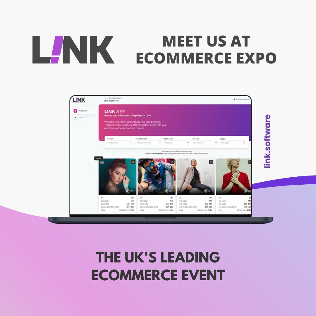You can meet us at eCommerce Expo, UK's biggest retail, eCommerce and marketing technology event. Learn more about us here: link.software
<a href="/linksoftwareapp/">L!NK Software</a> 

#link2grow #popularcustomers #linksoftware #yourinfluencers #ecommerce #digitalmarketing