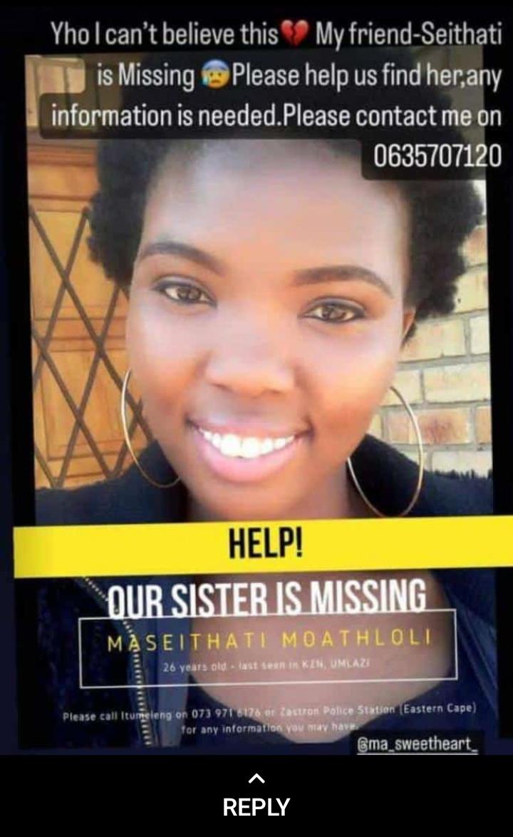 MTV_Mabote's tweet photo. If you come this tweet please retweet until she's found 🙏🏼💔
SK khoza #MusaKhawula Lulo Mihlali Pearl Thusi https://t.co/sEfgNMJOmQ