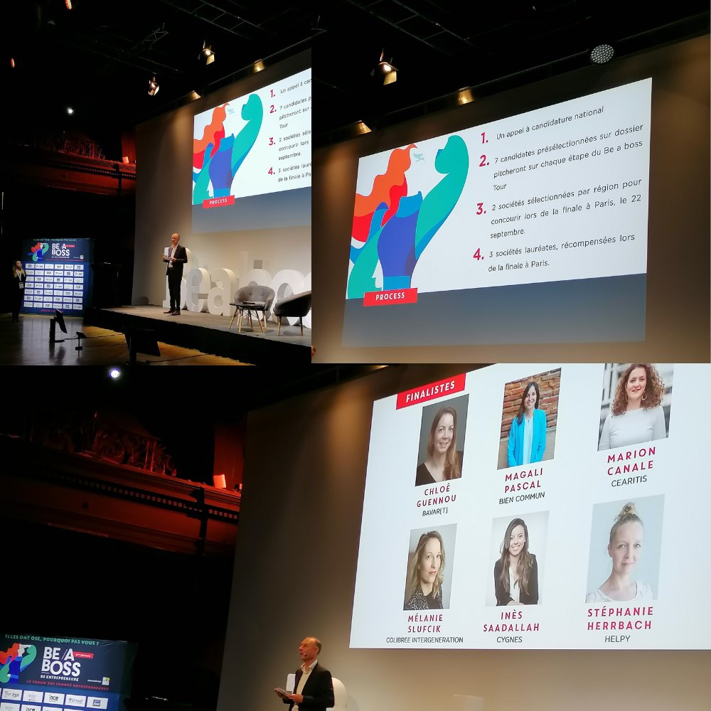 [LET'S GO]
C’est l’heure des startup pitchs. Découvrez les 6 premières finalistes : 

<a href="/MarionCANALE/">Marion Canale</a> - Cearitis, <a href="/ChloeGuennou/">Chloe</a>  - BaVAR[t], @StephanieHerrbach - <a href="/Helpy/">MR. helpy</a>, <a href="/MagaliPascal/">Total Fashion</a> - Biencommun, <a href="/InesSaadallah/">ines saadallah</a> - CYGNES &amp; <a href="/MelanieSlufcik/">slufcik</a> - ColibreeIntergeneration. 

<a href="/Beaboss_mag/">Be a Boss</a>