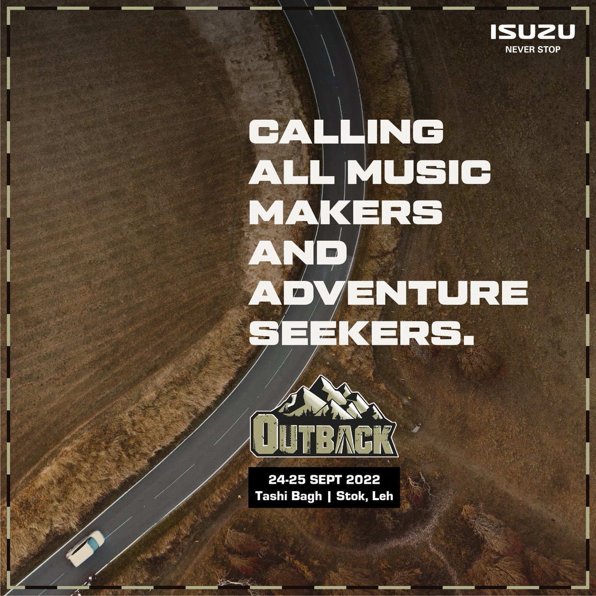 IsuzuIndia's tweet photo. We’re all set for The Outback Festival - the highest music and adventure festival in the country - and we’re hoping to see you there!
Passes out now on https://t.co/iUyW1jey8h
🗓24th and 25th September, 2022
📍Tashi Bagh, Stok, Leh-Ladakh
#TheOutbackFestival #GetBackOut https://t.co/SUOZ7C6hDc