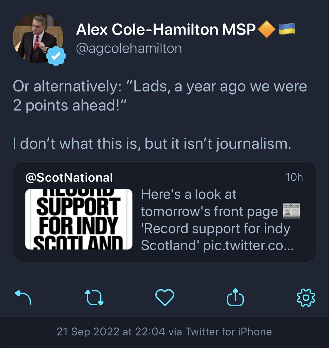 indyposterboy's tweet photo. Iโd be willing to put some money on uber-unionist Cole-Hamilton being first in the queue (or maybe second, after Murdo Fraser) for new Scottish parliament elections after Indy. #AllAboardTheGravyTrain #MethinksHeDothProtestTooMuch https://t.co/PvsXnndWig