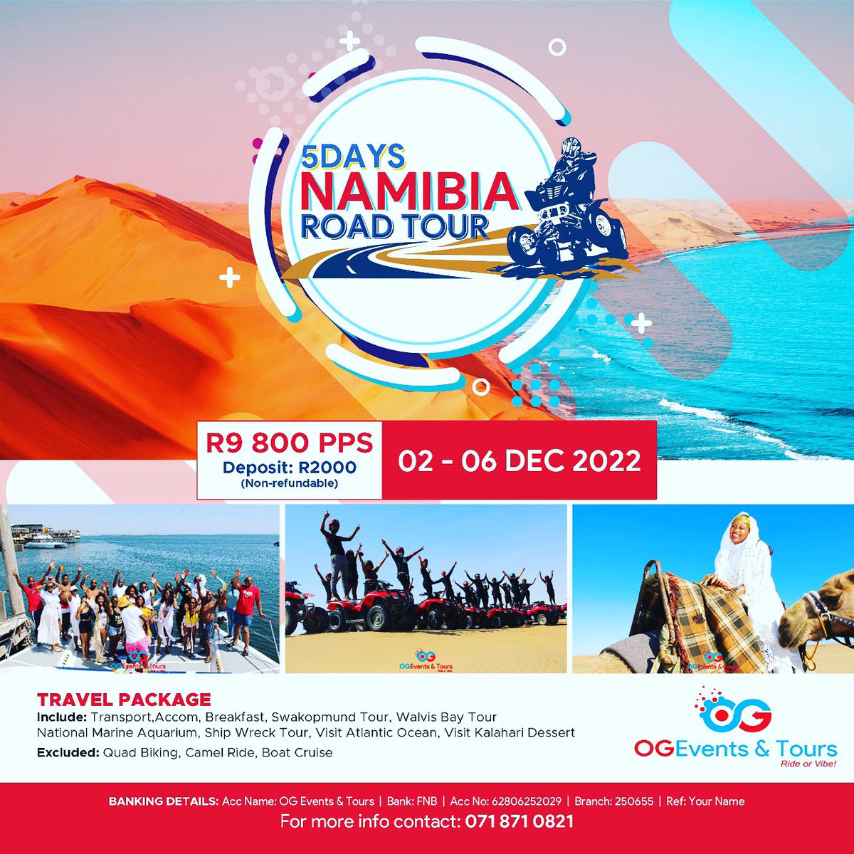 We have 6 seats left Namibia here we come book ur seat 0718710821. SK Khoza #SkKhoza #MusaKhawula #TheWifeMzansi #shotlefttravelweek22
