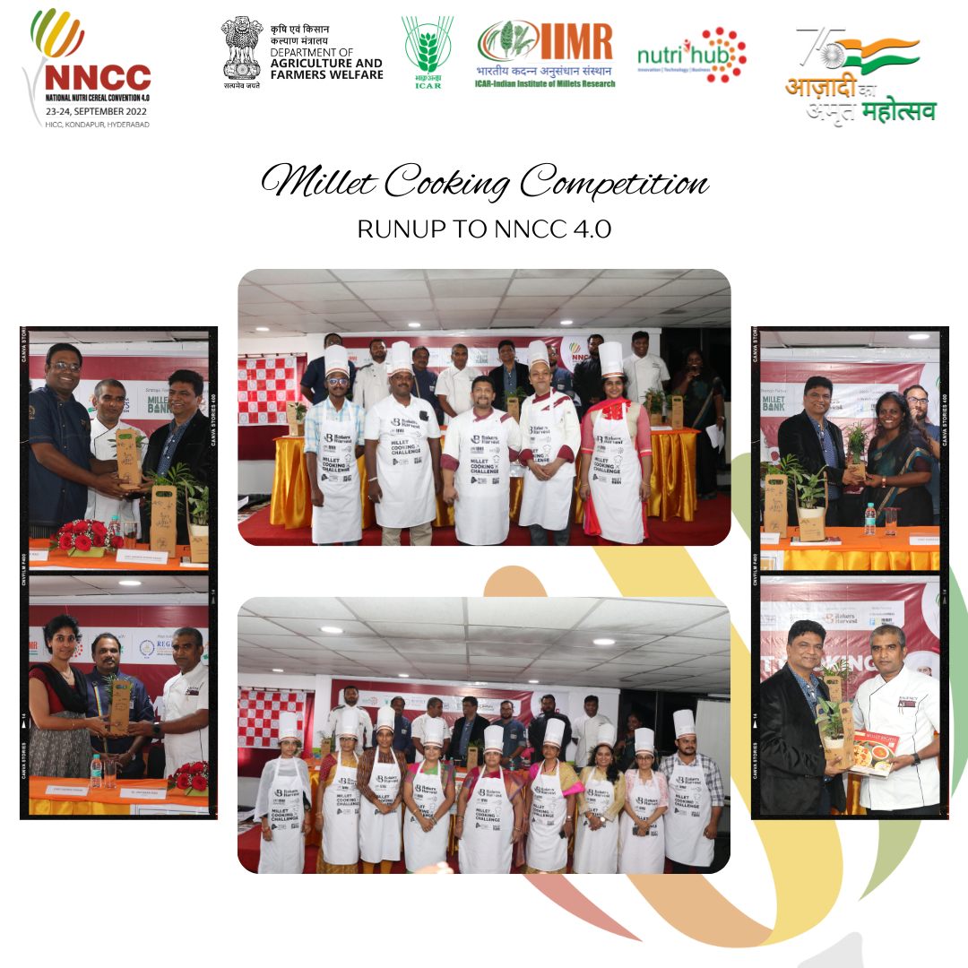 nnccmillets's tweet photo. Happy to share the glimpses of Millet Cooking Challenge that was organized by ICAR-IIMR-Nutrihub in association with Telangana Chef’s Association at 
@rchmct , Hyderabad on 17-09- 2022. 
Join us: 
Registration Form: https://t.co/GCcc5bjbFW 
Our Flip-book: https://t.co/x04agaCK08 https://t.co/oUbMnExLeg