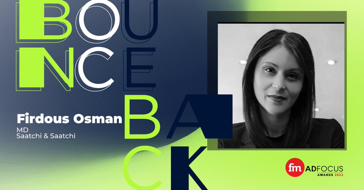 FMAdFocus's tweet photo. We’re proud to have Firdous Osman, MD Saatchi & Saatchi, on the Jury of the AdFocus 2022 Awards. We are celebrating the champions of the Bounce Back. Don’t miss the event on the 30th of November. #AdFocus2022 #BounceBackFM #FinancialMail @saatchi_sa https://t.co/DtUglvqCu1