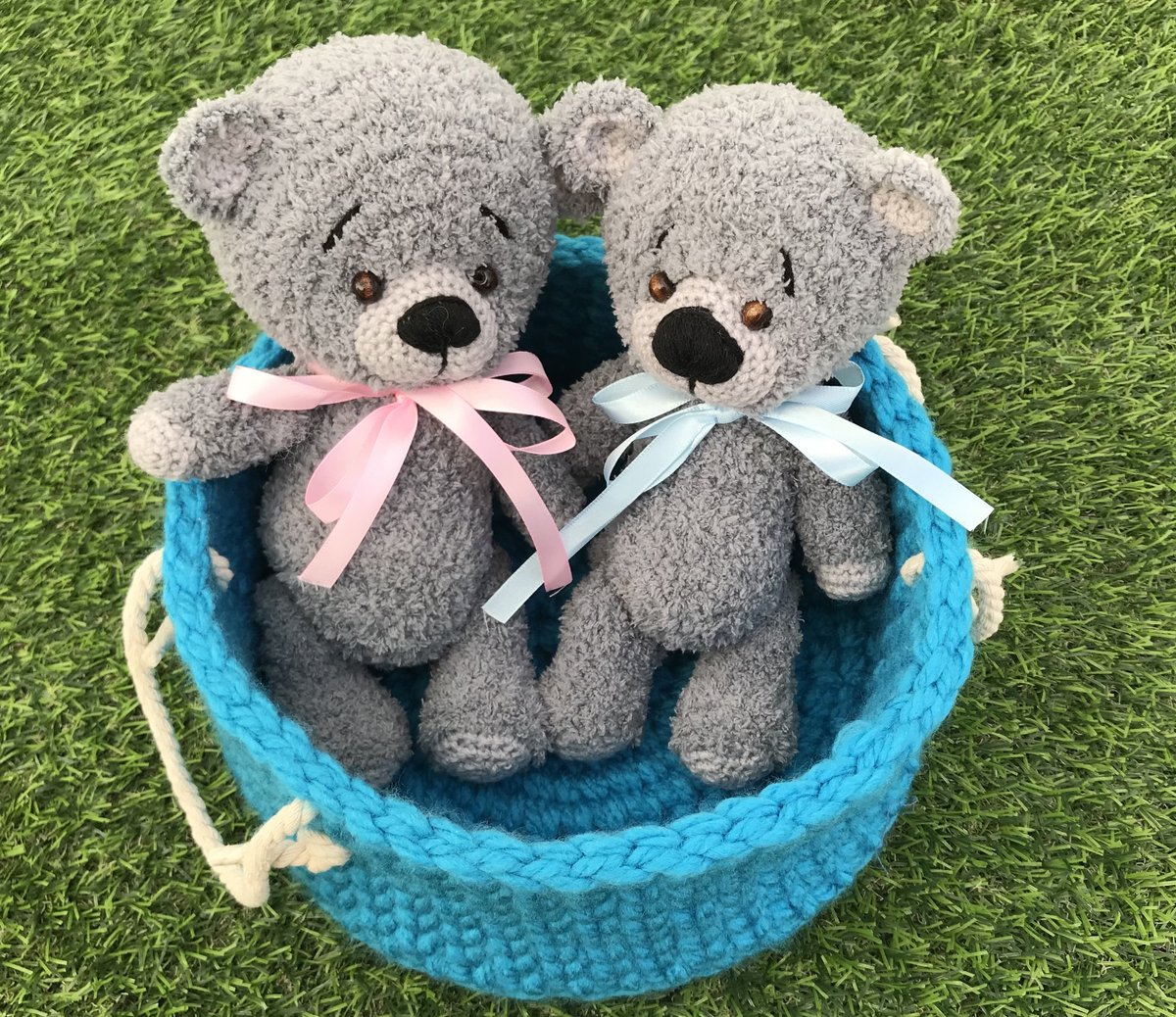 glassermarkers's tweet photo. A Couple of Crochet Tatty Teddy Bears + crochet basket - Stuffed by KateandmomShop https://t.co/2KBcFBE1Ki via @Etsy https://t.co/JJQ1dj4bZP