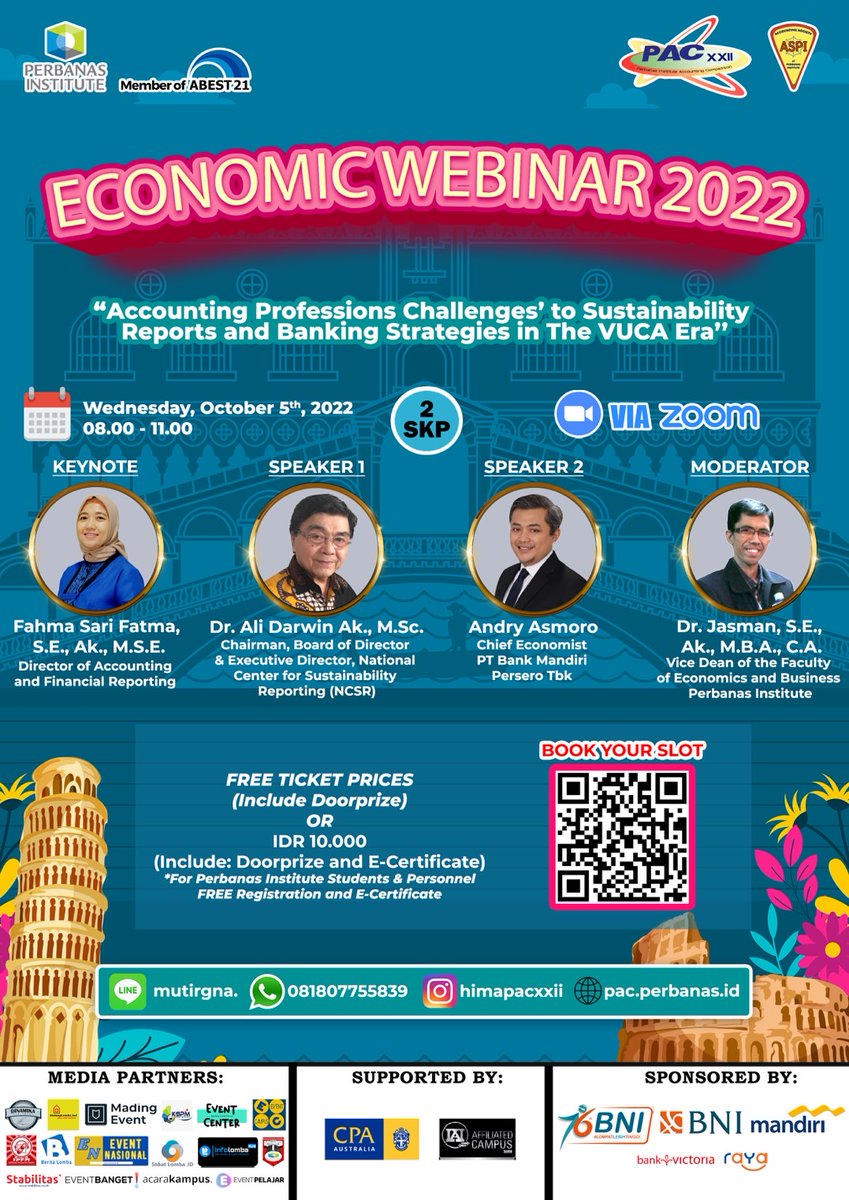 HIMA_PACXXII's tweet photo. 📢NATIONAL ECONOMIC WEBINAR PAC XXII📢

“Accounting Professions Challenges’ to Sustainability Reports and Banking Strategies in The VUCA Era”

‼️Save the Date and mark on your calendar‼️
🗓️ On October 5th, 2022
📍Zoom Meeting

⬇️Regist now⬇️
https://t.co/l7OnugryWv https://t.co/rPl2v095IT