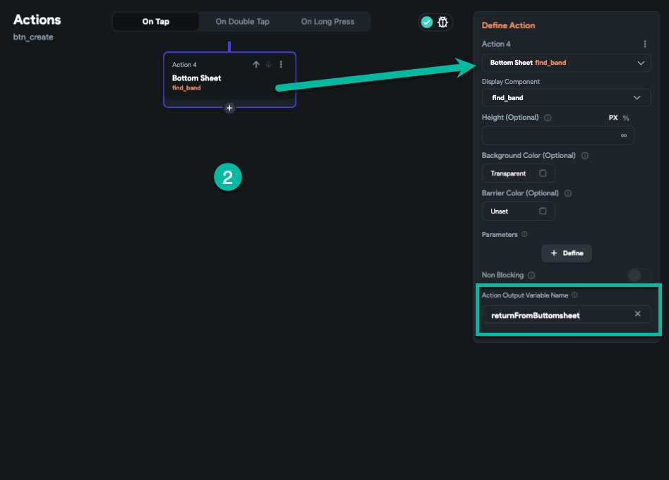 flutterflowtips's tweet image. Bottomsheet now can return value:

1- create a bottomsheet and in the dismiss action return the value
2- in open bottomsheet action now you can access the return value by putting a name for it

Use cases: Select value step middle of actions
#flutterflow #flutterflowtips