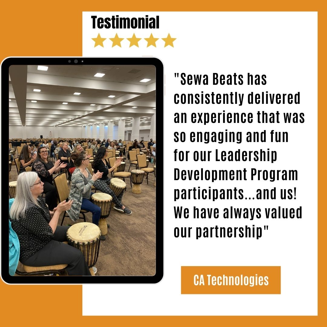 SewaBeats's tweet photo. "Sewa Beats has consistently delivered an experience that was so engaging and fun for our Leadership Development Program participants…and us! We have always valued our partnership." 
- CA Technologies

#sewabeats #musicasmetaphor #music #testimonial #happyclienthappyus https://t.co/rAvxXucwjg
