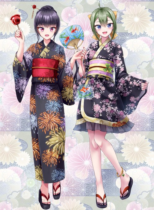 #夏が終わりそうだし今年描いた水着絵がないから浴衣絵を貼ろう水着絵描けてないけど浴衣描いたもん夏の風物詩だもん!!!!!! 