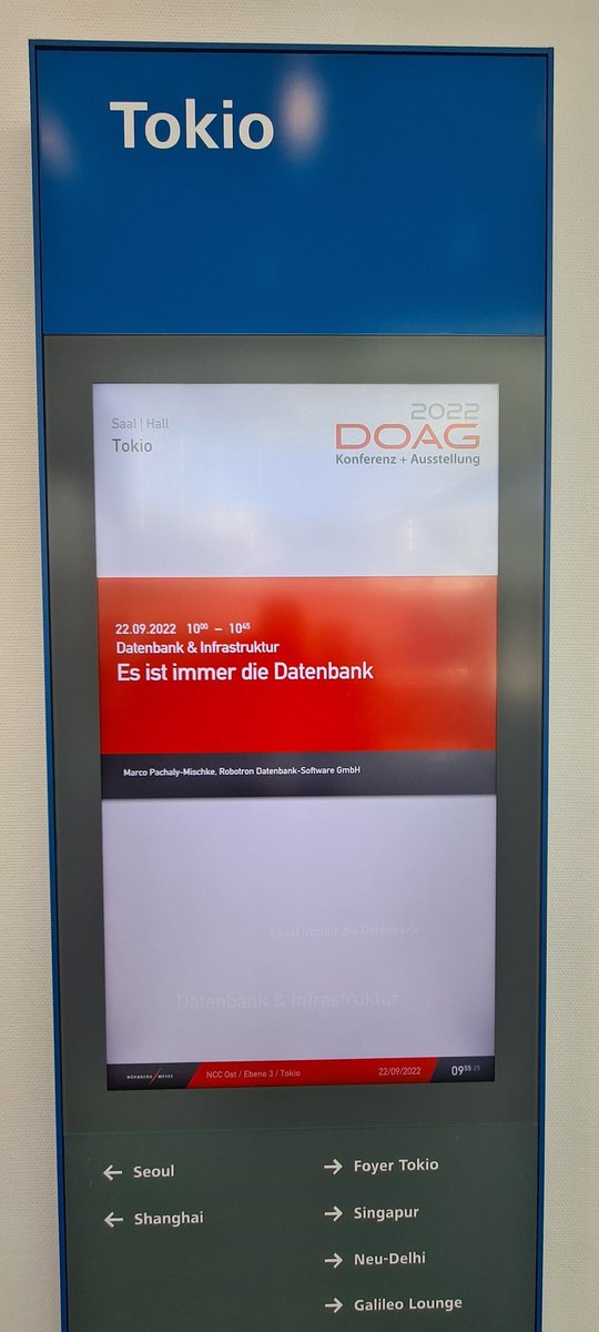 Es ist immer die Datenbank. Aus über 20 Jahren Projekterfahrung hat <a href="/DBAMarco/">Marco Pachaly-Mischke</a> jetzt ab 10 Uhr im Raum Tokio viele spannende Episode und technische Hintergründe zu berichten.