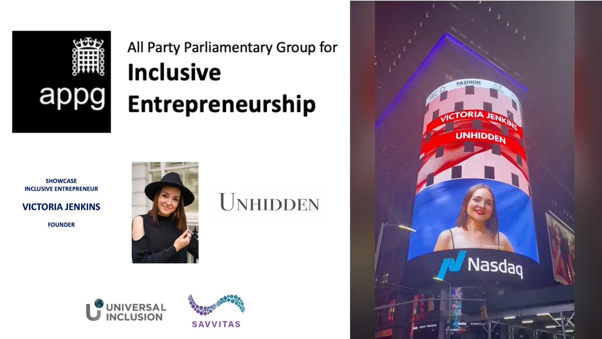 Delighted to see one of our APPG members 
<a href="/ToriaUnhidden/">Victoria Jenkins</a> <a href="/UnhiddenFashion/">Unhidden</a> showcasing the contribution disability brings to inclusive economic growth literally shining a light on her concept of adaptive clothing in #TimesSquare #NewYork #SDGs #InclusiveEntrepreneursOnline