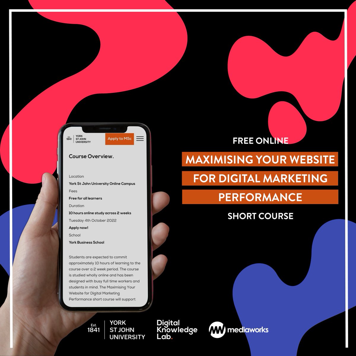 We are massively excited to announce the launch of our new, free short course!

🚀 100% online and 100% free
⏳ Just 2 weeks in length
🌍 Accessible from anywhere in the world
🎓 Receive a university certificate upon completion

To find out more and apply:
bit.ly/3UmlXJY