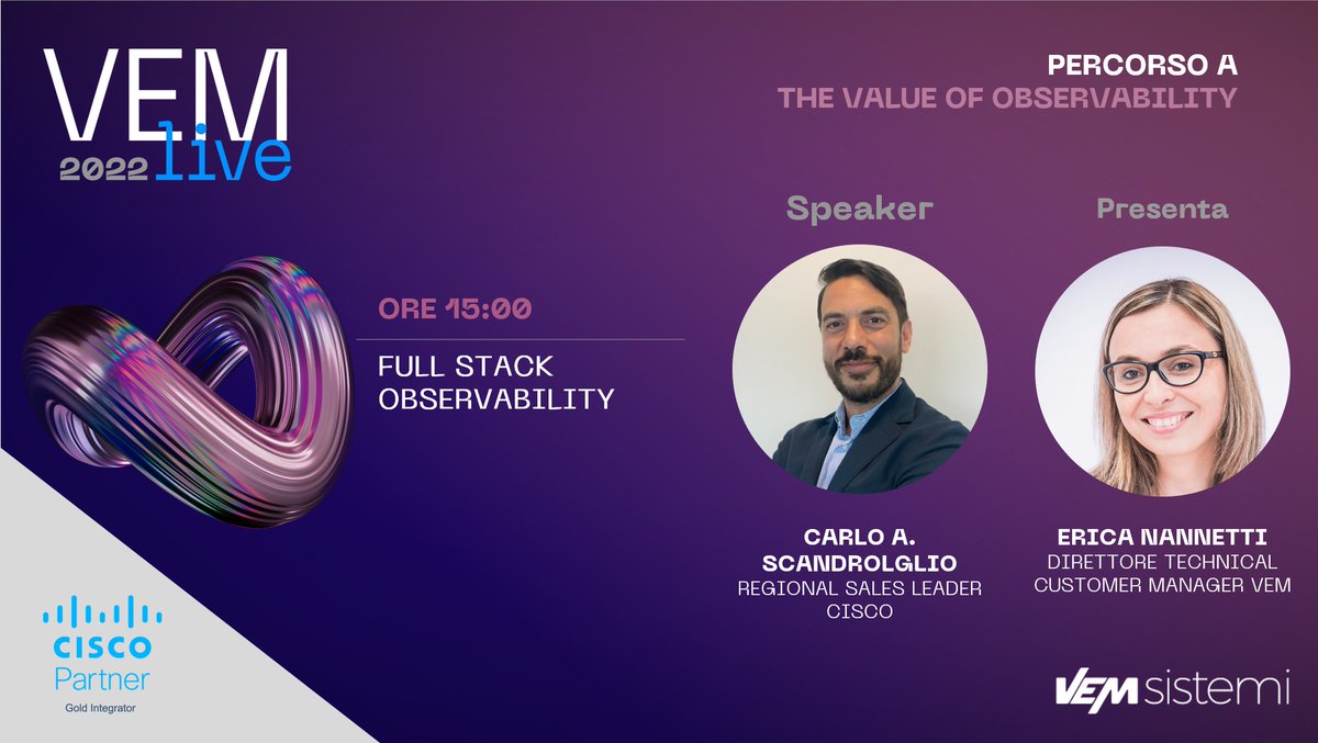 vemsistemi's tweet photo. #VEMlive2022 #TechSession – A VEMlive, assieme a CarloA.Scandroglio di @CiscoItalia, parleremo di Full Stack Observability. @enannetti 

Scopri di più su Cisco: https://t.co/sC0wvd2oOa
Iscriviti a VEMlive: https://t.co/hqA5CxV46W https://t.co/VrvWN5F1Kb