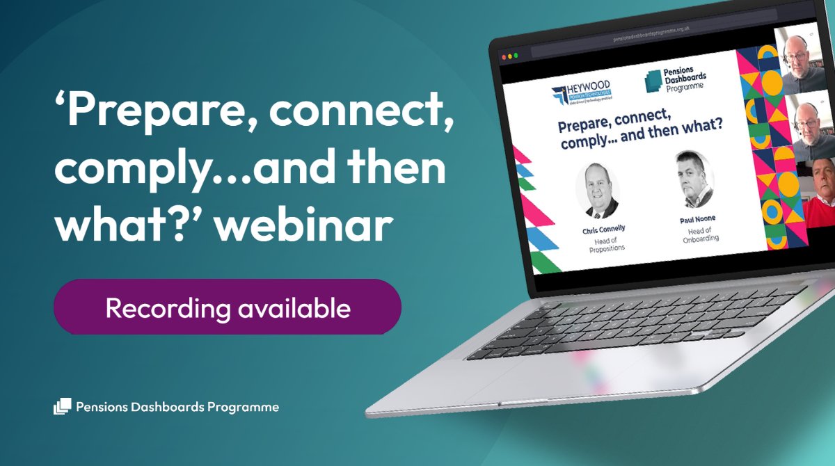 PensionsDboards's tweet photo. Heywood Pension Technologies, one of our alpha participants, hosted a webinar with the Pensions Dashboards Programme (PDP). @HeyPensionTech give us a summary of the main topics discussed. 

Read more: https://t.co/Uz6Oaklqd9

#pensionsdashboards #pensionstech https://t.co/FyCod0VPIM