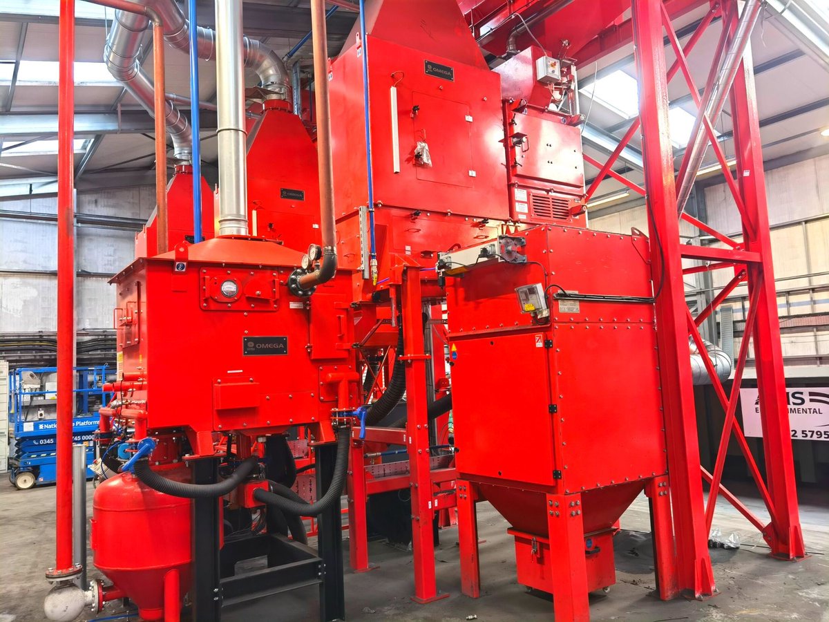 Omega_Foundry's tweet photo. Omega G3 cooler classifier installed at a leading UK #foundry - https://t.co/aOLYqvBb0H. Our G type coolers are the only ones on the market to guarantee exiting sand to within 6C of the cooling water and dust levels <0.5%. #foundrymachinery #britishmanufacturing #sandreclamation https://t.co/YFyhV2O5oh