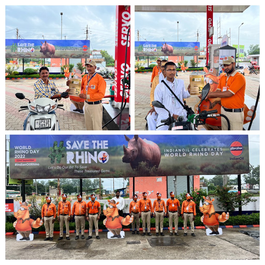 Vidit_C's tweet photo. Indian Oil Celebrates #WorldRhinoDay at various Retail Outlets of Saharanpur District under Noida Divisional Office. Lets do our best to save our endangered gems.@raj_dube @ioclupso2 @iocl_noida_do @AjayGargioc @sharmasioc https://t.co/8W19s3EMJ2