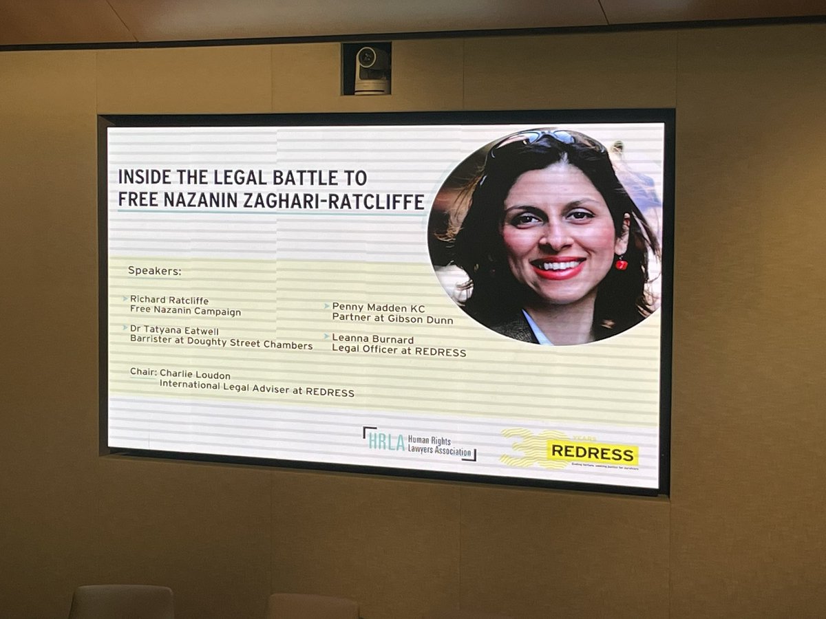 Em_Heinrich_'s tweet photo. Reflecting on an insightful, fascinating and thoroughly emotional evening. Thank you to @HumanRightsLawA @REDRESSTrust and all the wonderful panel for sharing the story with us and to @HoganLovells for hosting #NazaninIsHome @FreeNazanin https://t.co/h1uv7RaeIZ