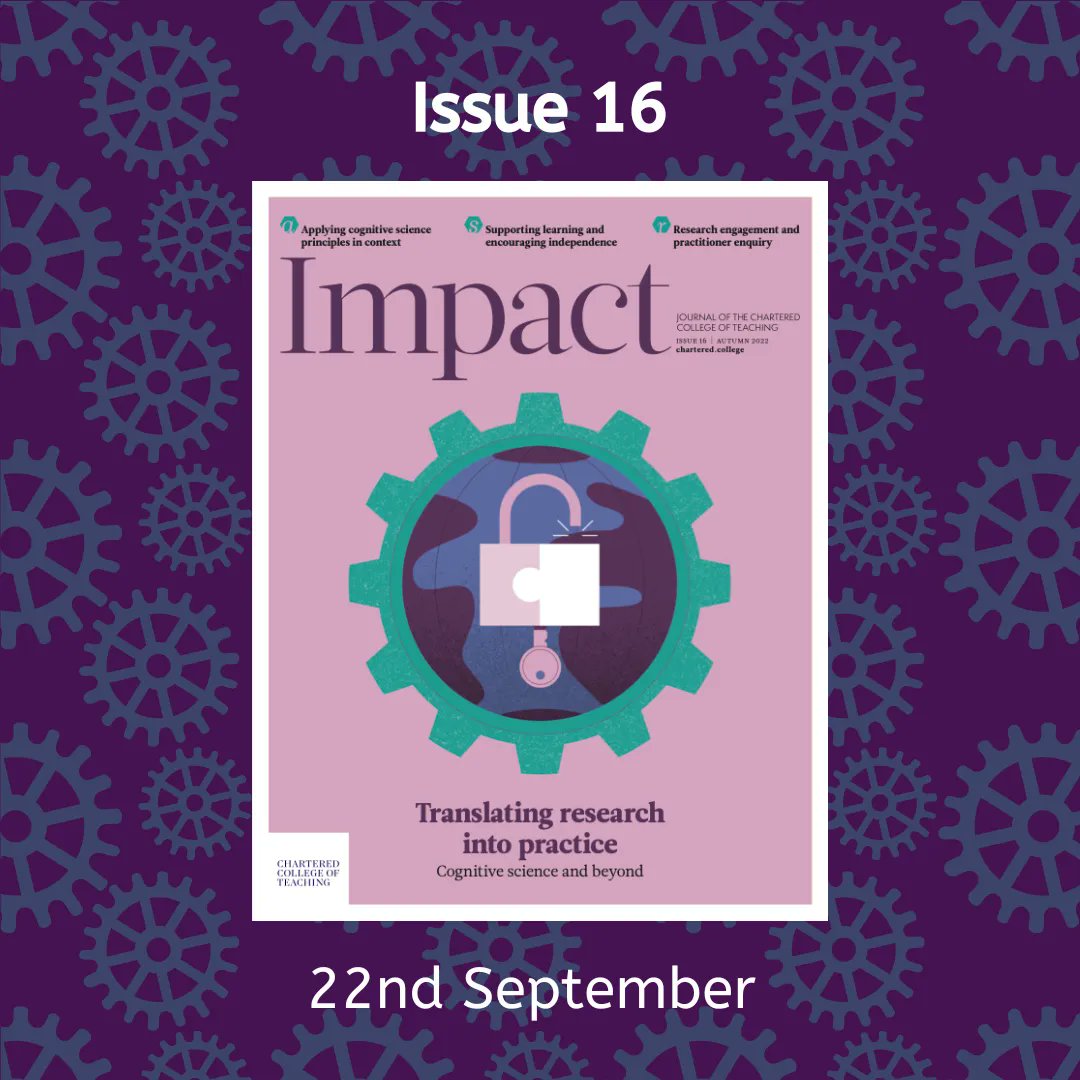 This Autumn’s issue of Impact will be landing on your doorstep today!

Delve into a conversation with educational researchers and practising teachers about how the gap between scientific research and education practice has been bridged.

Read online: buff.ly/3qVTxcn
