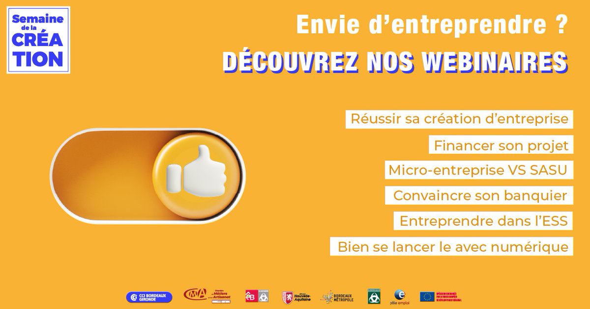 CCIBdxGironde's tweet photo. J-14 avant le début de la Semaine de la Création ! 

Si vous n'êtes pas encore inscrit à nos webinaires, il est encore temps !

Inscrivez-vous dès maintenant ➡️ https://t.co/Hxk6fbiRKC

@Artisanat33 @MDEBORDEAUX @NvelleAquitaine @BxMetro  #SemaineCreation https://t.co/wqVLEi5Z7b