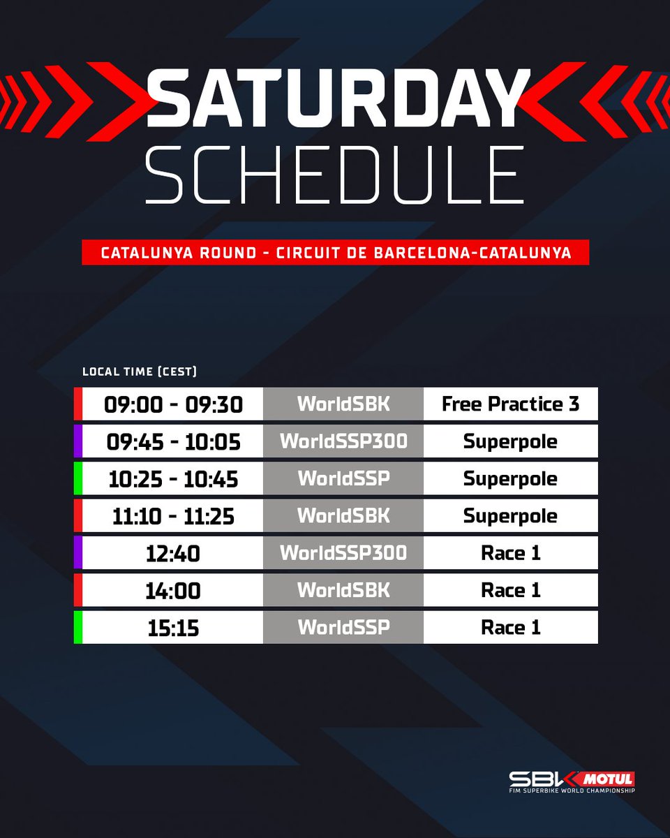 WorldSBK's tweet photo. While our @MotoGP colleagues are enjoying Japan ๐ฏ๐ต ... #WorldSBK is ready to rock Barcelona! ๐
Check out the FULL SCHEDULE โฐ for the #CatalanWorldSBK ๐ and don't miss out on a huge weekend of racing ๐ฅ
It's #2WheelWeekends! ๐ https://t.co/E9IYmSCa9j