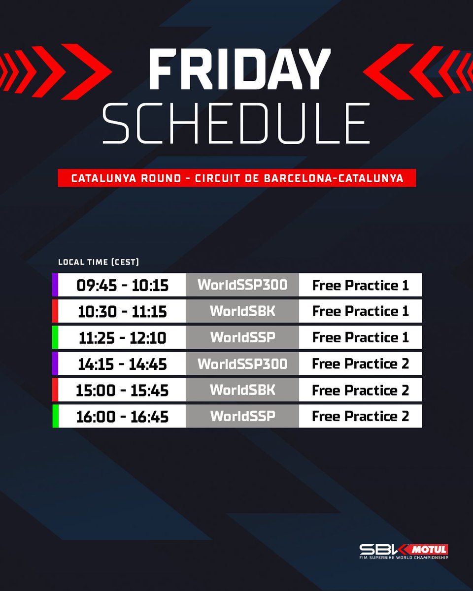 WorldSBK's tweet photo. While our @MotoGP colleagues are enjoying Japan ๐ฏ๐ต ... #WorldSBK is ready to rock Barcelona! ๐
Check out the FULL SCHEDULE โฐ for the #CatalanWorldSBK ๐ and don't miss out on a huge weekend of racing ๐ฅ
It's #2WheelWeekends! ๐ https://t.co/E9IYmSCa9j
