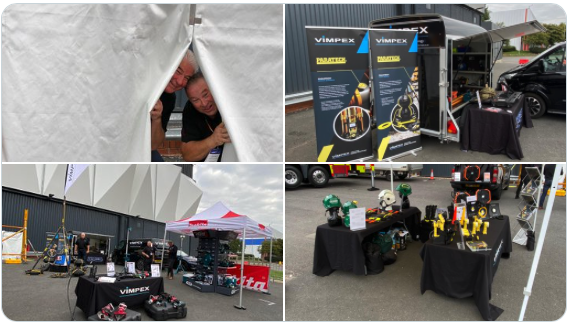 VimpexLtd's tweet photo. @VimpexMartin @VimpexSteve are ready for Day 2 at the Emergency Services Show @VimpexLtd Outside Stand 35 - With @MakitaUK @Paratech_Inc @FirstLook360 #Adalit #BigFireVentilation #Ogura
#ESS2022 #emergencyservices #Fire #Rescue #PPE https://t.co/MPjR95hP7z
