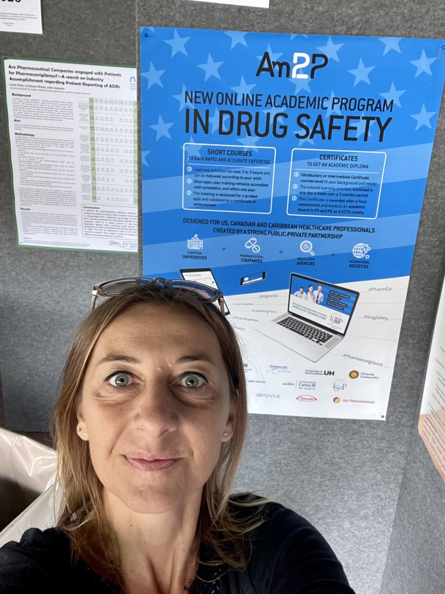 karine_palin's tweet photo. Happy 😃 to present the new #Am2P program in #Pharmacovigilance dedicate to #NorthAmerica medicines stakeholders 💊 and built by #nasopchapter 🇺🇸 at #ISoP2022Verona https://t.co/79AlWkCPMb
