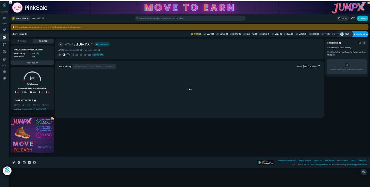 JumpxRun's tweet image. 🔥 We glad to Announce Marketing campaign on Dextools has worked. With a budget of $3000 a day we hope the project will reach many investors around the world. 🔥

🏆 Download Beta jumpx.run/jumpx.apk🎯 

🏆Presale Link: pinksale.finance/launchpad/0x52…