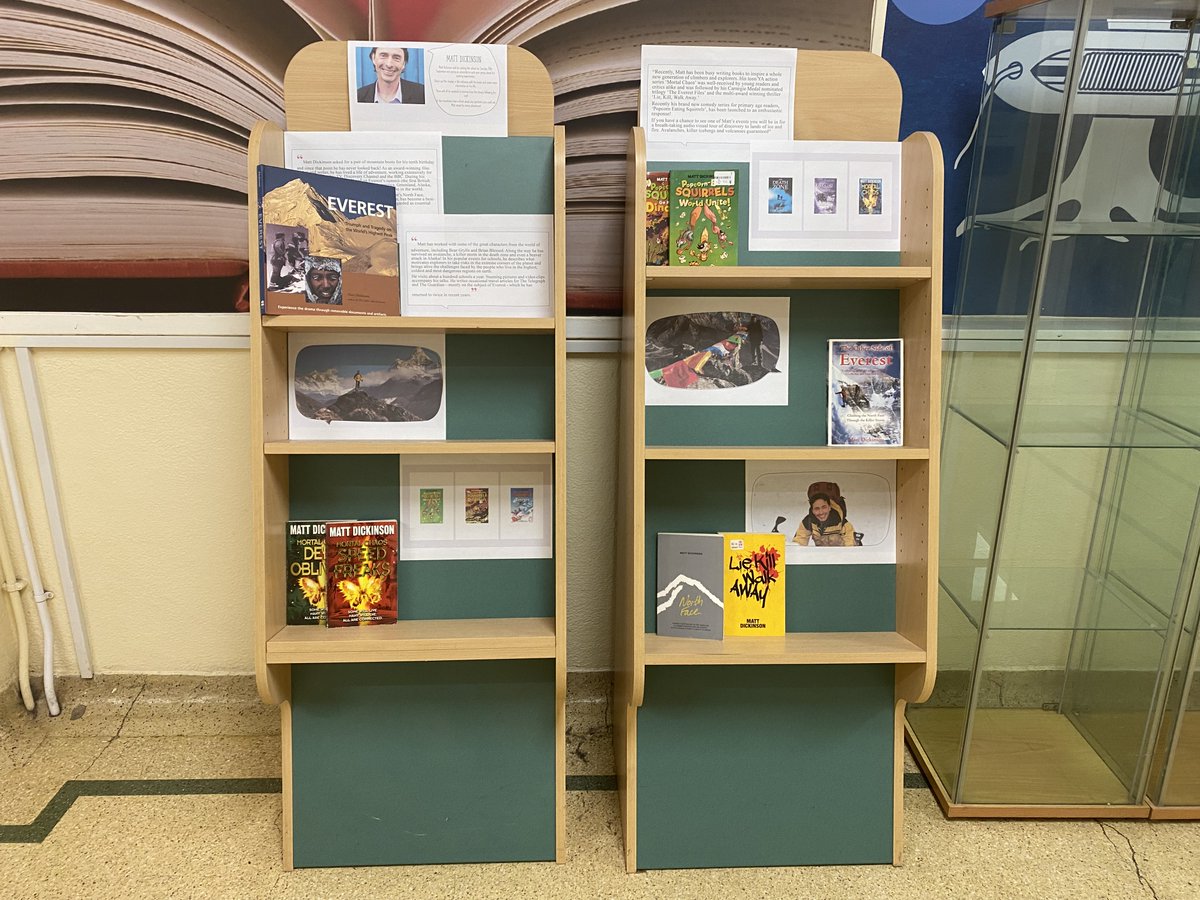 EnglishScissett's tweet photo. Matt's books will be back up in the Learning Resource Centre from tomorrow, after having been on display in our entrance hall this week!
@Dickinson_Matt @AccessitLib https://t.co/bJ9n7BWhZu