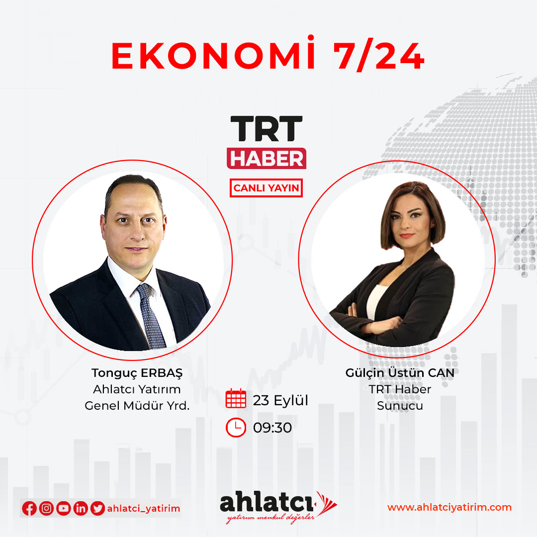 📢Genel Müdür Yardımcımız @Tongucerbas, saat 09:30'da @trthaber @gustuncan'ın sunduğu Ekonomi 7/24 programına konuk olacak. #borsa #hisse #borsagündem #analiz #bist100 #borsai̇stanbul #viop #altın #DolarTL