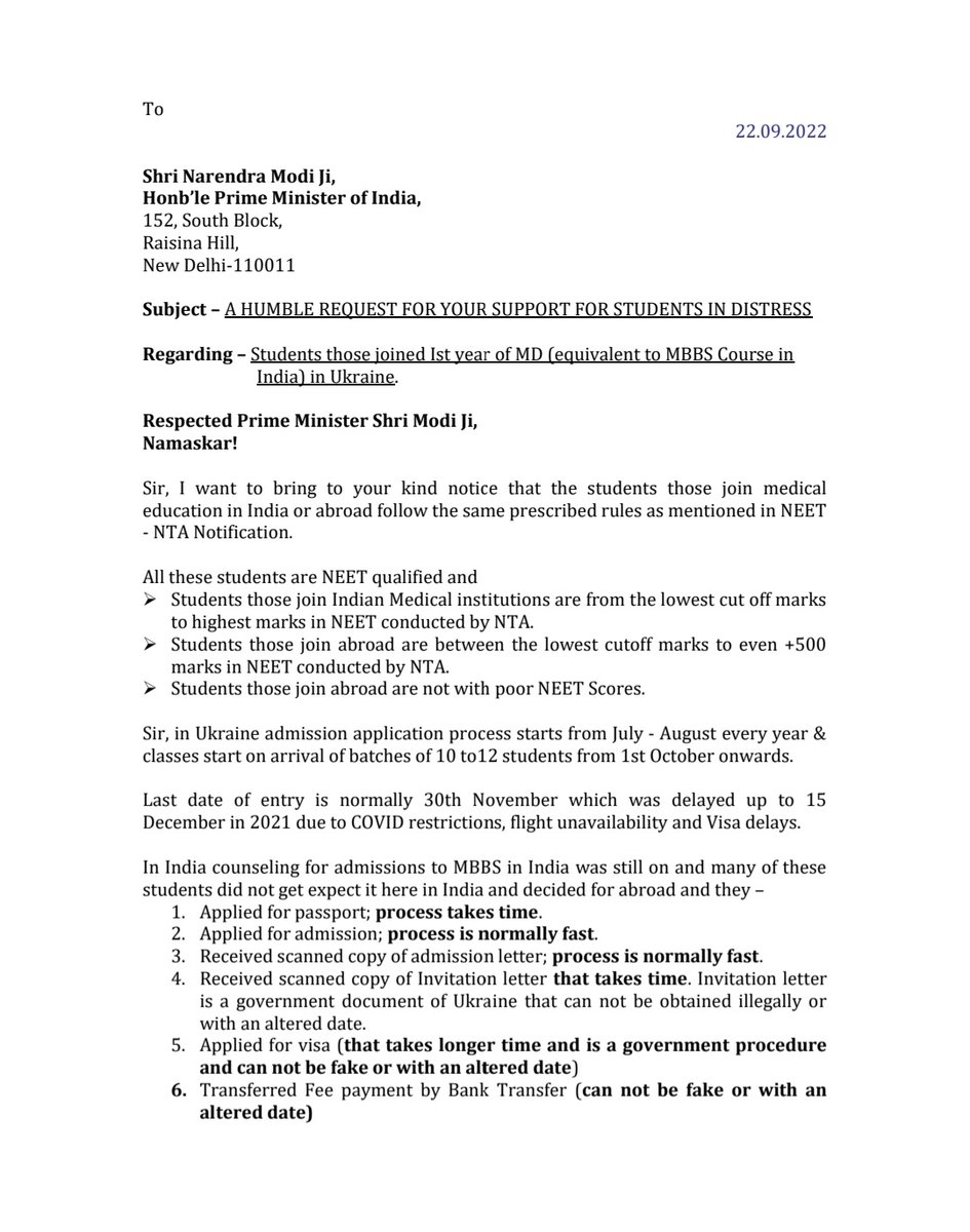 Ravi_Kumar_Koul's tweet photo. @narendramodi Ji
A humble request for support to Ist year Ukraine students in distress
@PMOIndia
@NMC_IND
@akshar13121999
@Dr_Raghwendr11
@indo_iusf
@PulkitPareek88
@RajatSharmaLive
@Ravi47929291
@Shobha95520186
@SnehalD05559725
@StudentsMbbs1
@tn_ukraine
@umspatn
@chitraaum
@PTI https://t.co/Bw9GpgQqGa