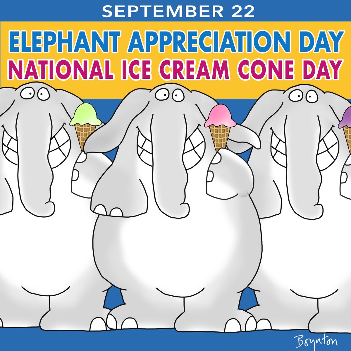 SandyBoynton's tweet image. Big day today. #ElephantAppreciationDay #IceCreamConeDay
