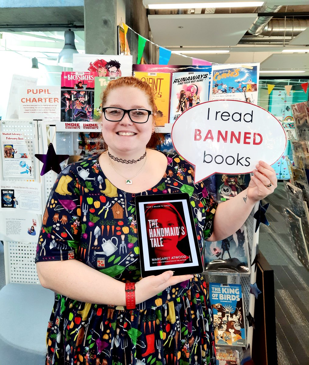 BrechinHighLib's tweet photo. INCLUSION -

Students &amp; staff alike at @BrechinHigh1 read banned books! Today's round up includes 'The Handmaid's Tale', @angiecthomas' 'The Hate You Give,' and 'The Witches'. ✊🏻✊🏾

✨Books Unite Us, Censorship Divides Us✨

#BrechinHighValues #BannedBooksWeek2022 #ThisIsBrechin https://t.co/xWQfLcXGvT