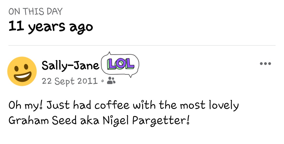 ahappystitcher's tweet photo. Facebook memories - one of them bought coffee from my kiosk back in the day!
#ElvisHarte #OurGirl #StillDevastated @lucapasqualino
#NigelPargetter #TheArchers @Grahamseed #StillFurious https://t.co/7e5q2X9DsP