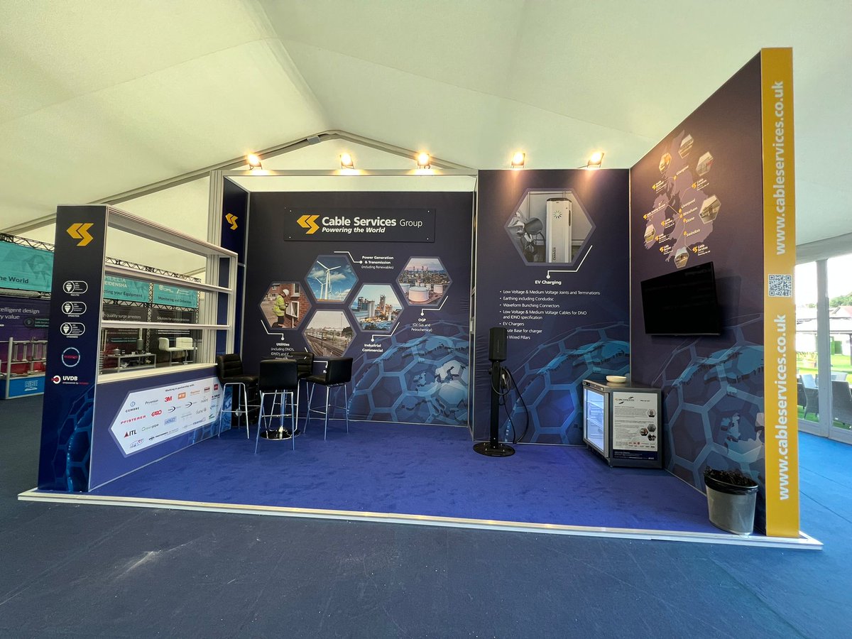 AlfaDisplay's tweet photo. Carrying on from our time at the EnergyX conference, it's always lovely to build for Cable Services at this event. A great stand with really striking graphics. We hope you had a very successful event! 

#eventprofs #exhibitions #standdesign #standbuild #linxmodular https://t.co/QlnMHcbyUf