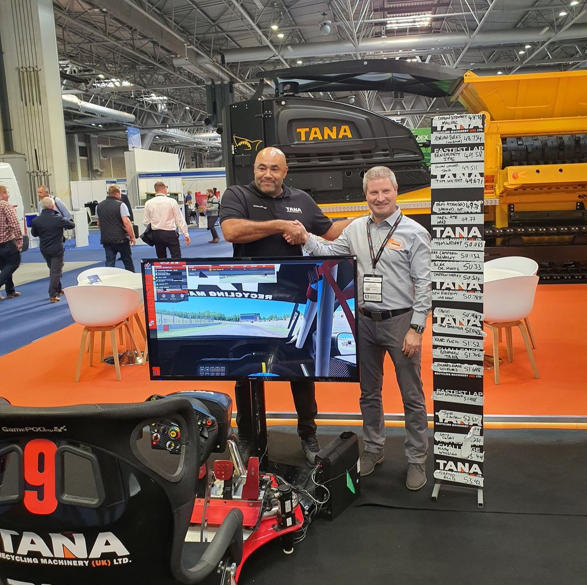 TanaLtd's tweet photo. Congratulations to Drew Stewart at @MacpacRefuse who won a £100 Amazon gift card for setting the fastest lap time on our race simulator at the @RWM_Exhibition 
Thank you for all who participated 

#rwmlrl22 #rwm #waste #recycle #shreddermachine #landfill #wastemanagment #skiphire https://t.co/Q0ZpKiUYIH