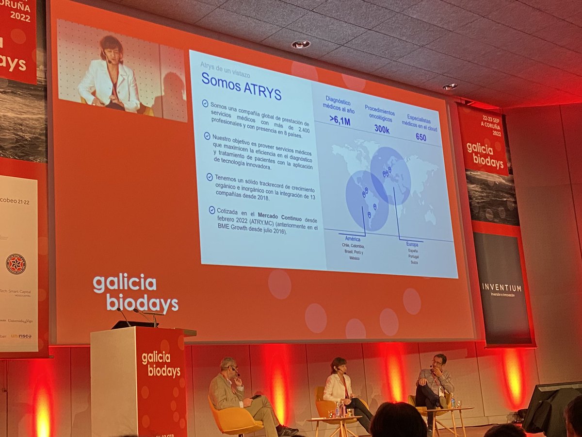 Isabel Lozano, CEO at <a href="/Atrys_Health/">Atrys</a> (<a href="/inveready/">Inveready</a> portfolio company), speaking about its 360 approach in health and the importance of the VC for growing faster and effectively during Galicia Biodays