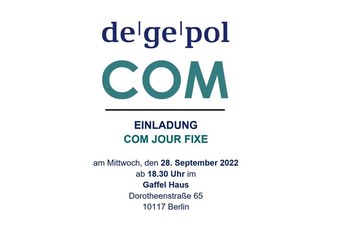 Nächsten Mittwoch findet wieder unser monatlicher #COMJourFixe statt - dieses Mal wieder in gemütlicher Runde im Gaffelhaus in Mitte. Wir freuen uns auf alte Bekannte und neue Gesichter!