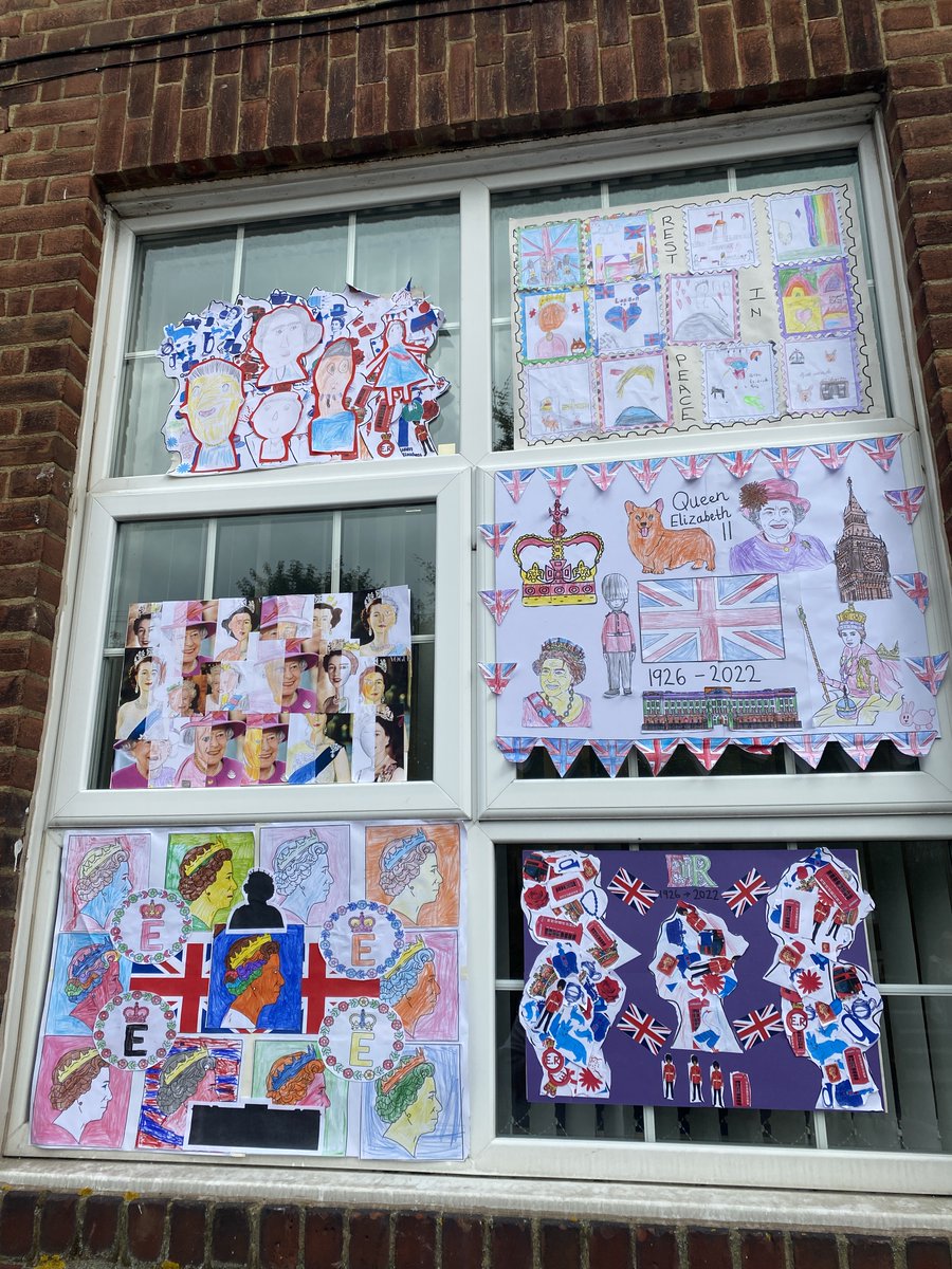 Woodlands_aca's tweet photo. Some of our wonderful class collages created in memory of HRH Queen Elizabeth II @RivermeadCEO @RivermeadSchool @HSWprimary @WaldersladeP @MarlboroughCent https://t.co/FRct1sqzOx