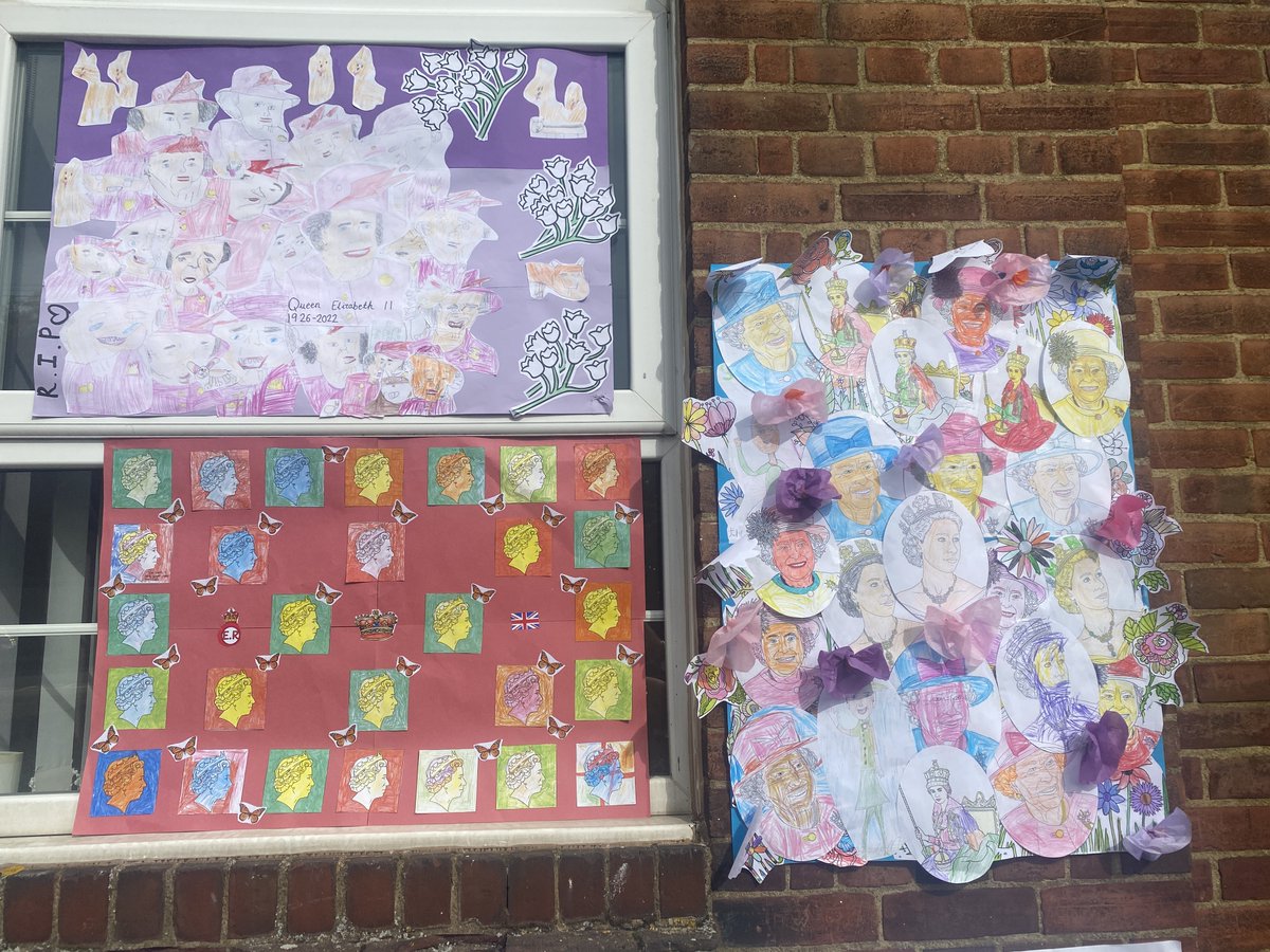 Woodlands_aca's tweet photo. Some of our wonderful class collages created in memory of HRH Queen Elizabeth II @RivermeadCEO @RivermeadSchool @HSWprimary @WaldersladeP @MarlboroughCent https://t.co/FRct1sqzOx