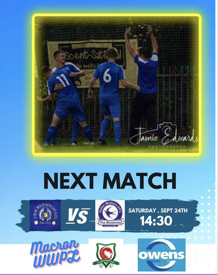 dafenafc's tweet photo. Saturday we travel to @CwmWanderersAFC
Macron WWPL @PremierWales
Hopefully bring back the 3 points
#wawba #Village #community https://t.co/C7pIGyaCX8