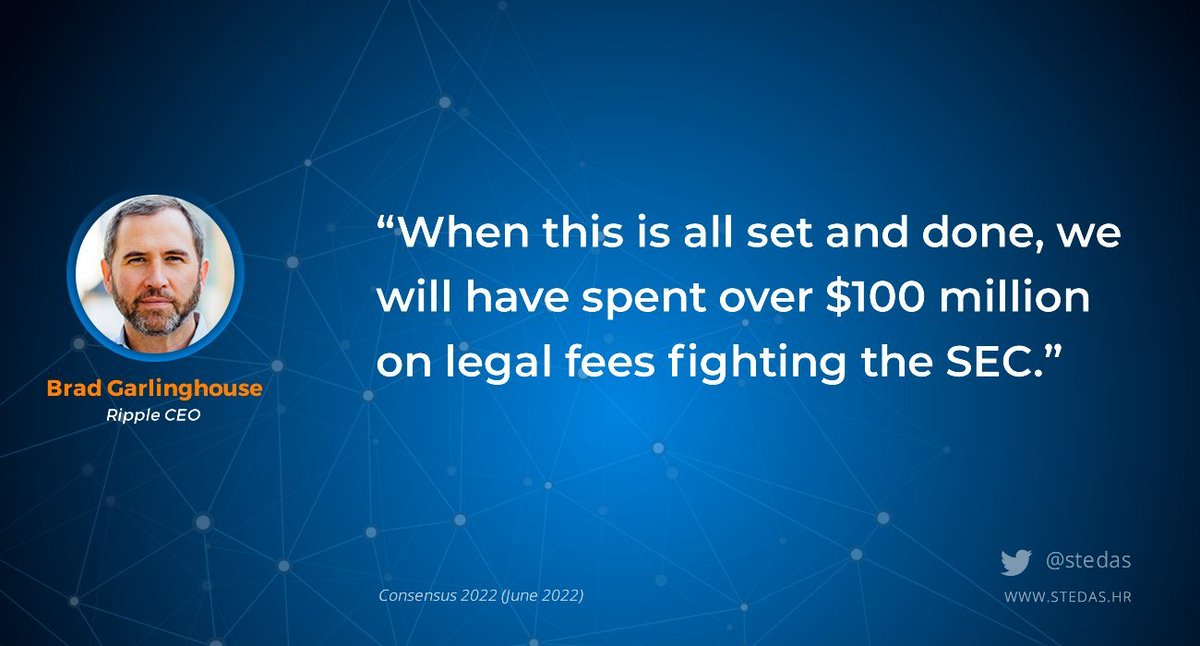 SEC 🆚 Ripple

"Ripple will have spent over $100m fighting the 
<a href="/SECGov/">U.S. Securities and Exchange Commission</a>" - Brad Garlinghouse, CEO <a href="/Ripple/">Ripple</a>

$xrp #fintech 
👉stedas.hr/ripple