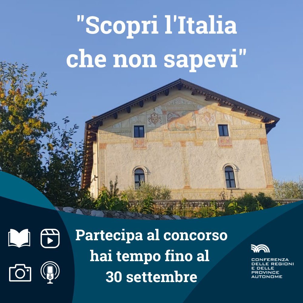 <a href="/MTurismoItalia/">Ministero del Turismo</a>, Comm. Turismo Conferenza #Regioni ed <a href="/ENIT_italia/">ENIT S.p.A. 🇮🇹</a> nasce progetto promozione turistica “Scopri l’Italia che non sapevi”.
Realizza contenuti originali e partecipa al concorso: viaggio.italia.it/it/
Per approfondire: bityl.co/Edds
#LItaliaCheNonSapevi