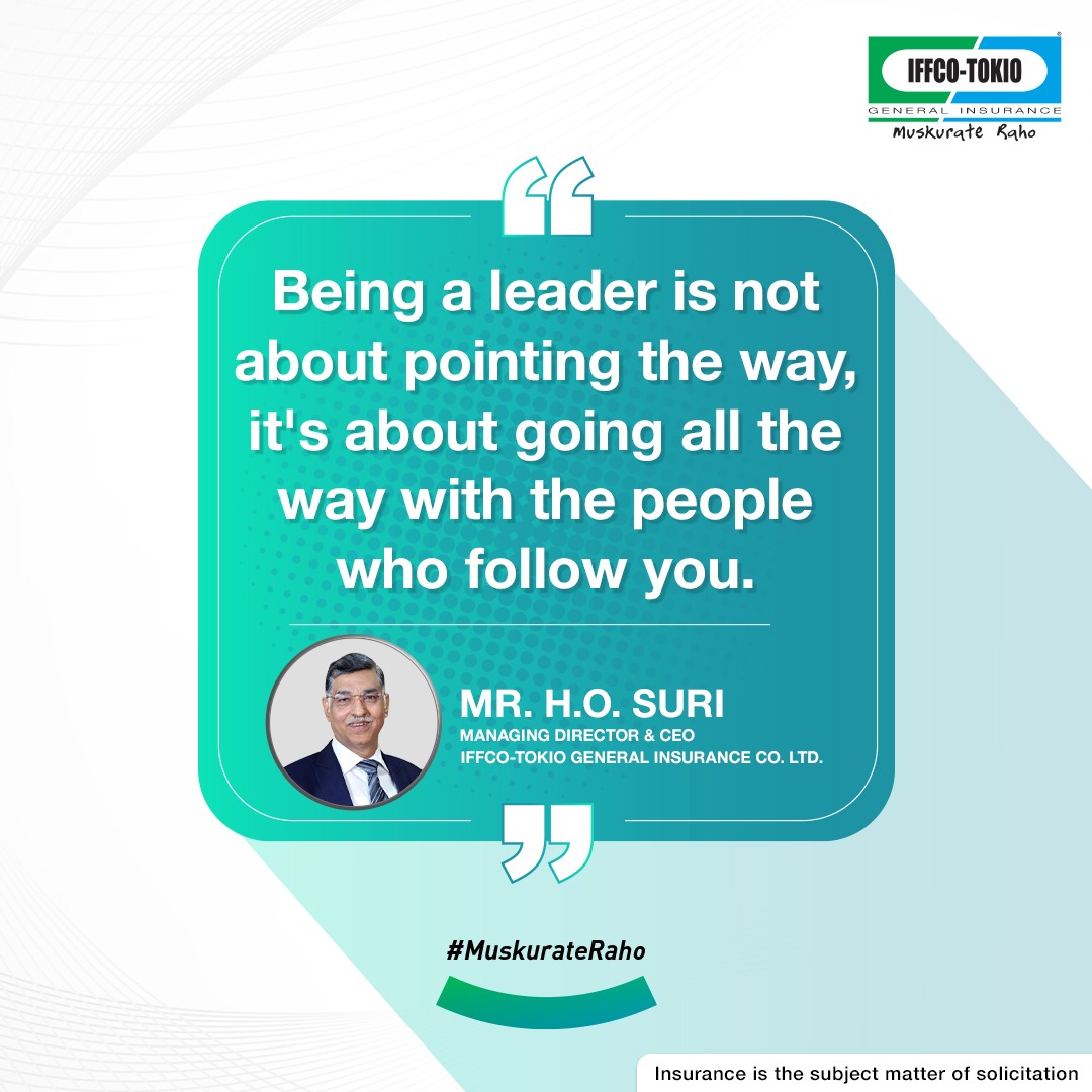 IFFCO__TOKIO's tweet photo. "Being a leader is not about pointing the way, it's about going all the way with the people who follow you."
- Mr. H.O. Suri
#Iffcotokio #MuskurateRaho #Thought #Leadership #Motivation #Ideas #Trust #HOSuri https://t.co/npCXXf2F5U
