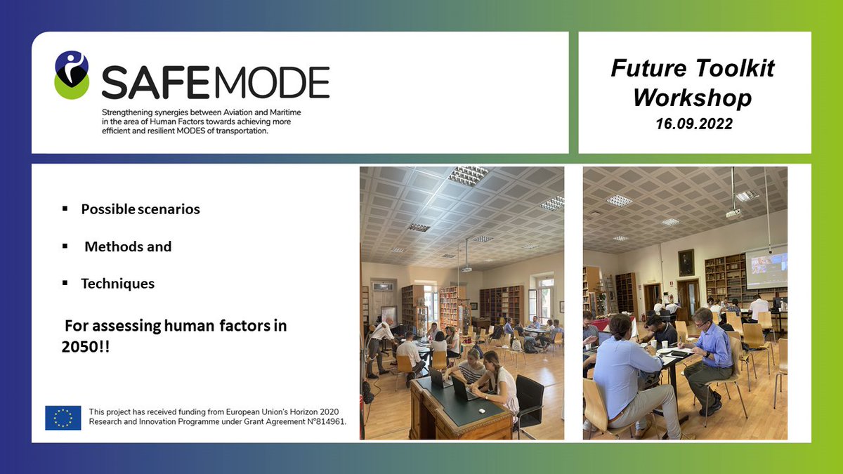 Last week, <a href="/SAFEMODEproject/">SAFEMODE</a> organized a ‘Future Toolkit Workshop’.The outcomes will be used to describe possible scenarios, methods, and techniques for assessing human factors in 2050!! For more information please visit: safemodeproject.eu/newsdetail-Fut…
#H2020 <a href="/EU_H2020/">Horizon 2020</a> #humanfactors