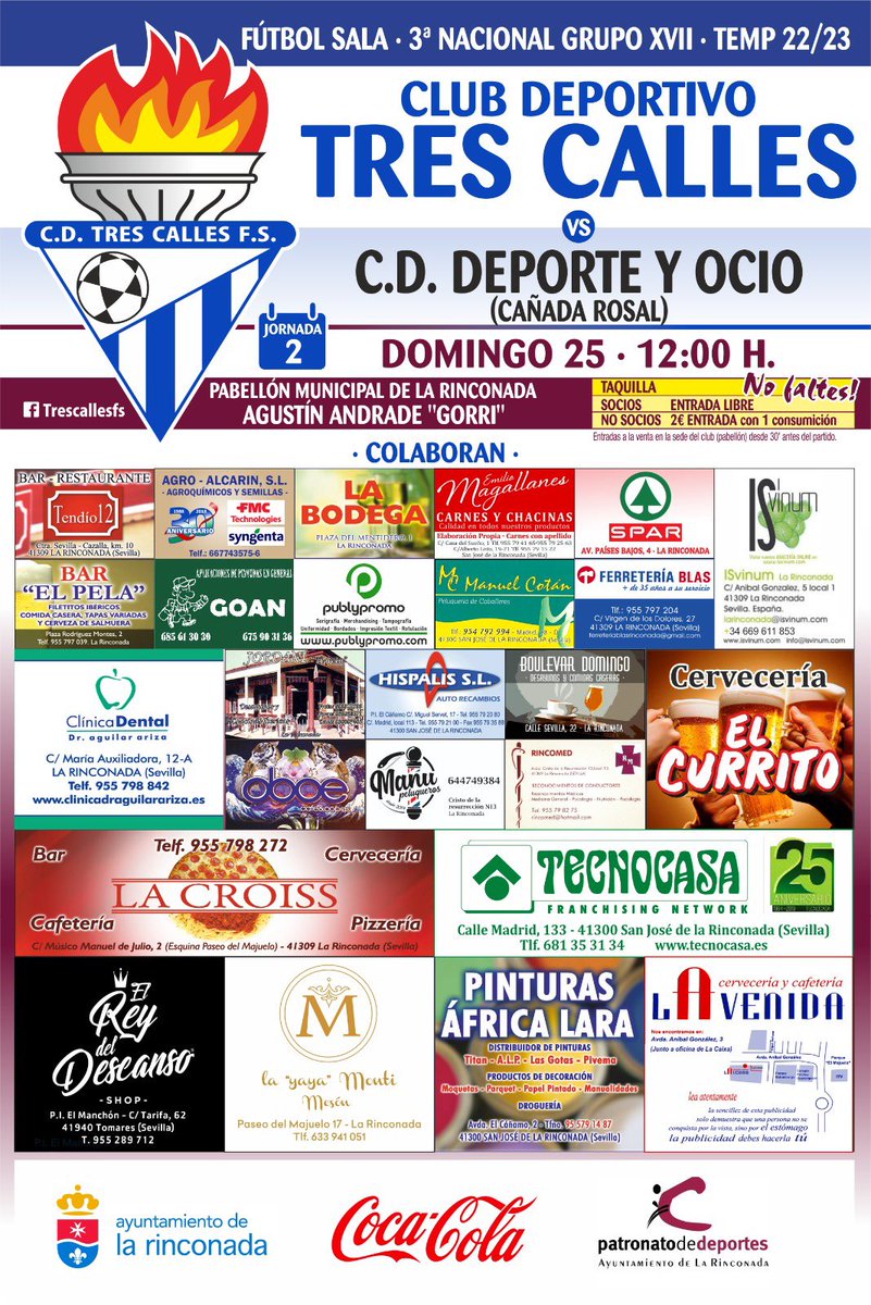 📣 HORARIO| Segundo partido de la temporada, y primero en casa. Nos visitará @ADYOCANADAROSAL, uno de los equipos más fuertes de la categoría. 

¡Os esperamos! 🙌🏼💙