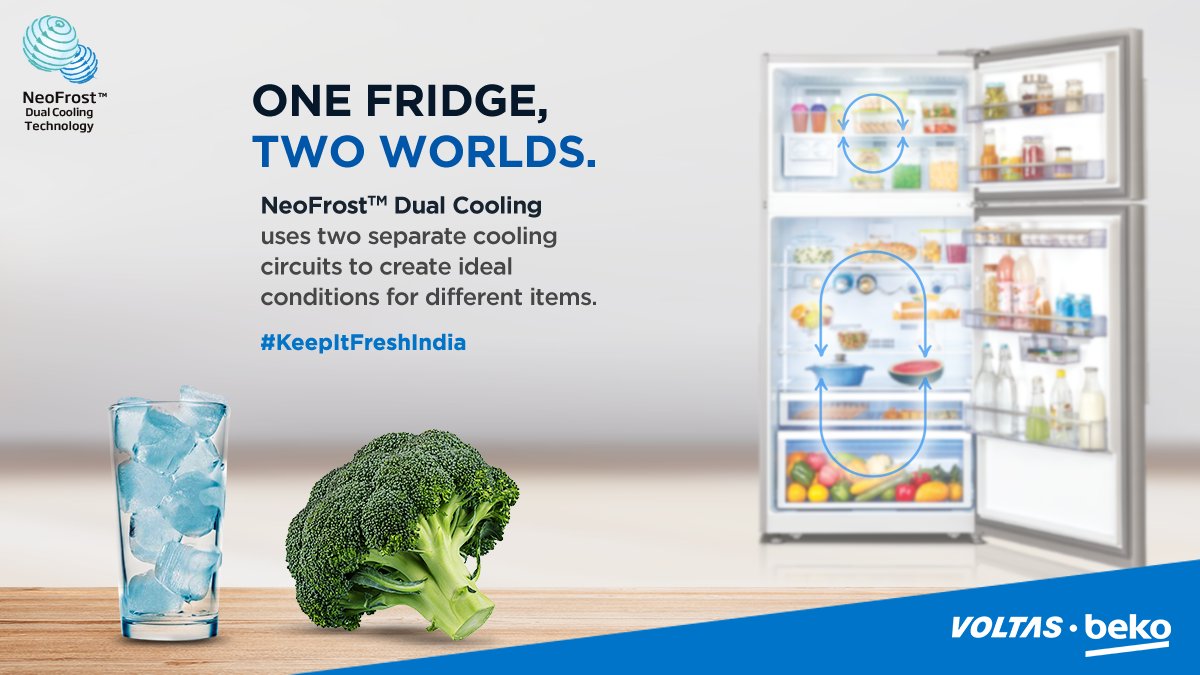 VoltasBeko's tweet image. Keep it fresh, Keep it cool with NeoFrostTM Dual Cooling! 

Buy Now: bit.ly/3qRXnmI

#KeepItFreshIndia #FrostFreeRefrigerator #NeoFrost #DualCooling  #HighDurability #FasterCooling #NewLaunch #MadeInIndia #VoltasBeko